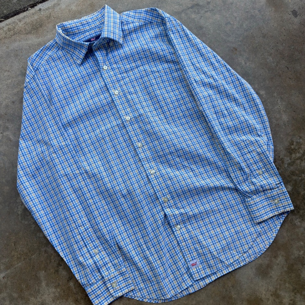 Vintage Vineyard Vines Murray Shirt Plaid Button Down Blue Size M (L1)